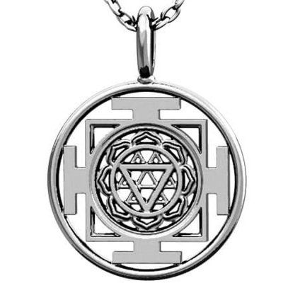 Кулон на цепи Янтра Дурга, серебро 925