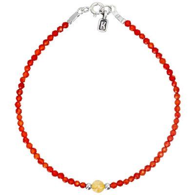 Браслет "Влюбиться" из сердолика, цитрина и серебра 925