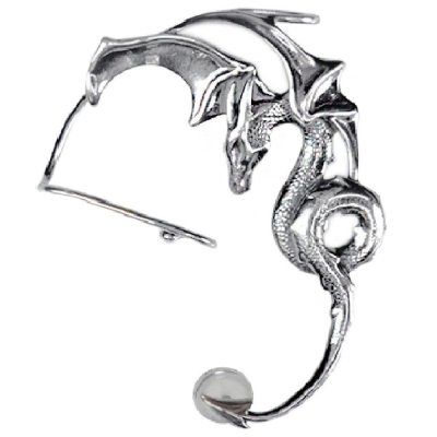 Кафф Дракон на левое ухо, серебро 925 — символ огненной энергии и уверенности