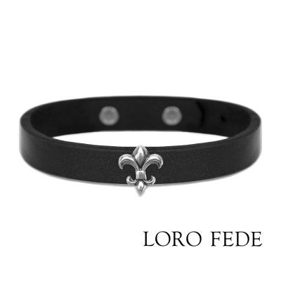 Сет - медальон LORO FEDE Лилия, серебро 925 и браслет из натуральной кожи