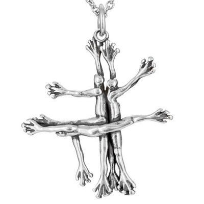 Кулон на цепи Летающие Лягушки, серебро 925