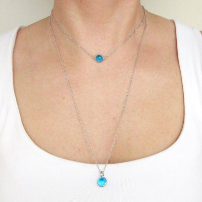 Колье Энергия осознанности, голубой топаз 8 мм, серебро 925