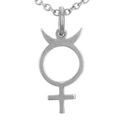 Кулон на цепи Ретроградный меркурий, серебро 925