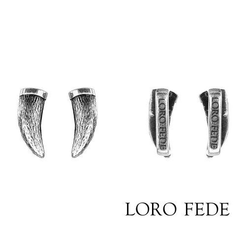 Сет - медальоны LORO FEDE Клыки, серебро 925 и браслет из натуральной кожи фото 1 Аmorem