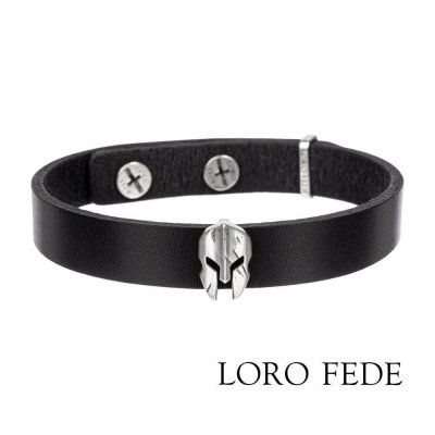 Сет - медальон LORO FEDE Molon Labe, серебро 925 и браслет из натуральной кожи