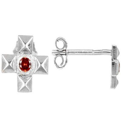 Пусеты Крест с рубином, золото 585 — символ элегантности и благородства