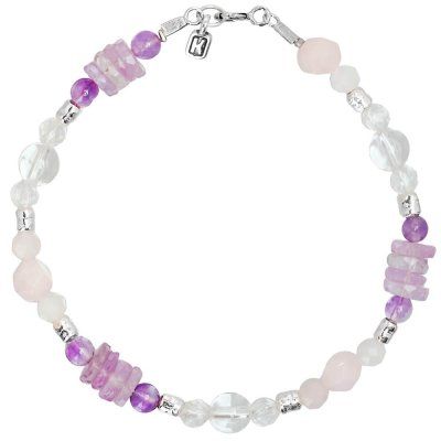 Браслет "Princess" из аметиста, розового кварца, горного хрусталя и серебра 925