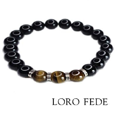 Браслет LORO FEDE Сознание из агата, тигрового глаза и серебра 925