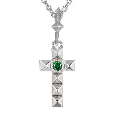 Колье Крест с зелёным фианитом, серебро 925 — символ элегантности и благородства