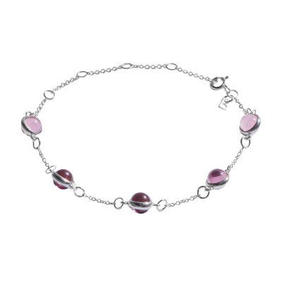 Браслет Алхимия, розовый топаз 6 мм, серебро 925