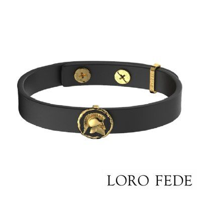  Сет - медальон LORO FEDE Спарта, золото 585, горячая эмаль и браслет из натуральной кожи