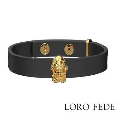  Сет - медальон LORO FEDE Геракл, золото 585 и браслет из натуральной кожи