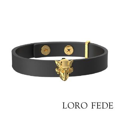 Сет - медальон LORO FEDE Гермес, золото 585 и браслет из натуральной кожи