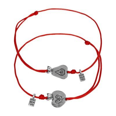 Парные браслеты Фрукты с фианитами, серебро 925 