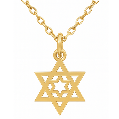 Чокер Звезда Давида с узором, золото 585  — символ мудрости и защиты