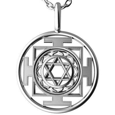 Кулон на цепи Янтра Сарасвати, серебро 925