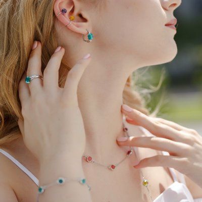 Кольцо Морской бриз малое, турмалин параиба 8 мм, серебро 925