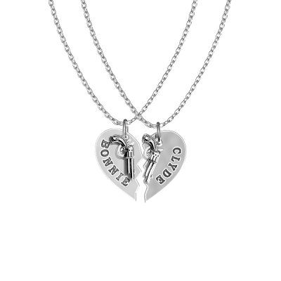 Парные кулоны на цепи Bonnie and Clyde, серебро 925