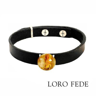 Сет - медальон LORO FEDE Материальное благо, бразильский агат, серебро 925 и браслет из натуральной кожи