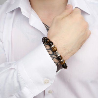 Браслет LORO FEDE Взгляд тигра из тигрового глаза и серебра 925