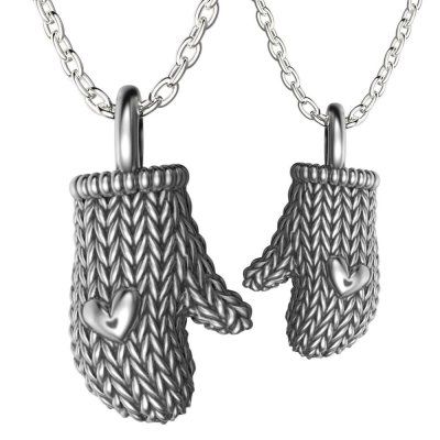 Парные кулоны "Варежки", серебро 925