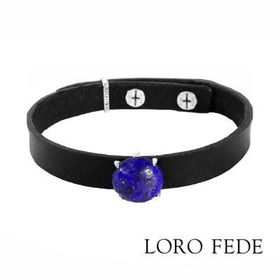 Сет - медальон LORO FEDE Духовный рост, синий лазурит, серебро 925 и браслет из натуральной кожи