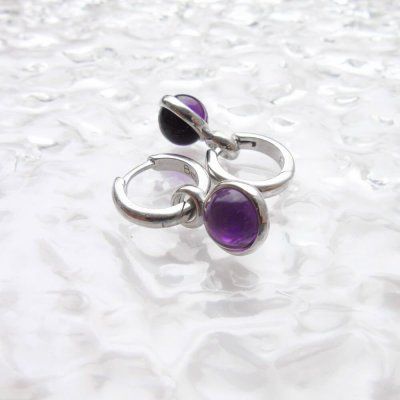 Серьги Энергия единства, аметист 8 мм, серебро 925