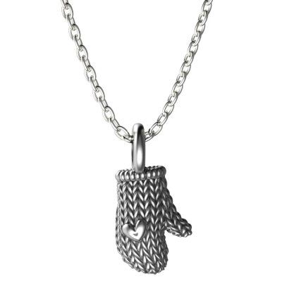 Кулон на цепи Варежка маленькая, серебро 925 — символ защиты, тепла и уюта