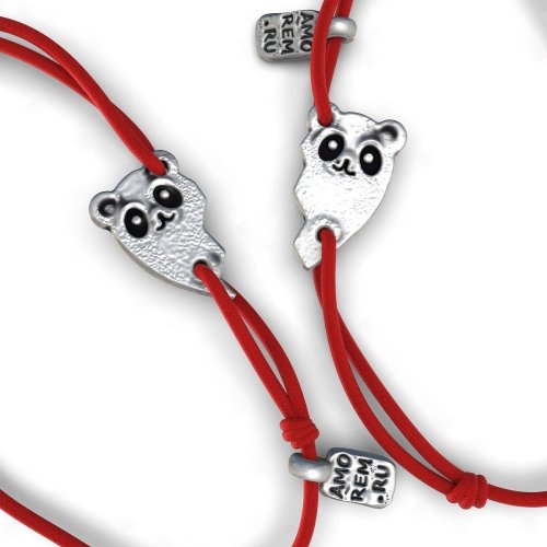 Парные браслеты Best Friend Forever в форме панды, серебро 925 фото 5 Аmorem