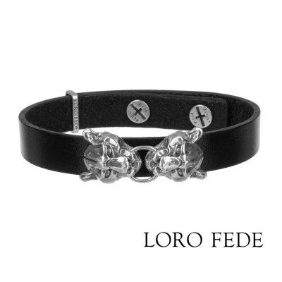 Сет - медальон LORO FEDE Ягуар, серебро 925 и браслет из натуральной кожи
