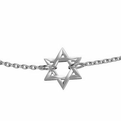 Браслет Звезда Давида на цепи, серебро 925