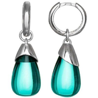 Серьги Морская капля, турмалин параиба 19 мм, серебро 925