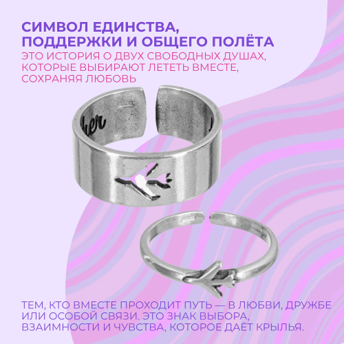 Парные кольца Flying together для мужчины и женщины, серебро 925  фото 1 Аmorem