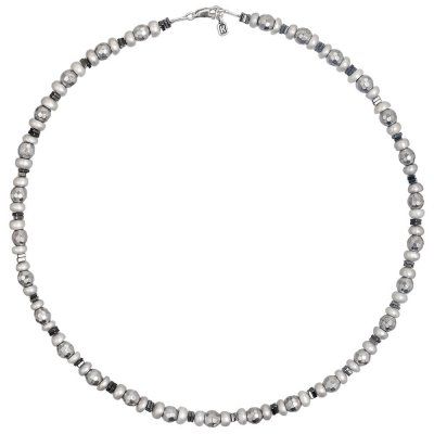 Колье "Silver Surfer" из серого жемчуга, гематита и серебра 925