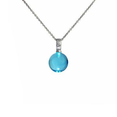 Кулон Мятный леденец, голубой топаз 12 мм, серебро 925