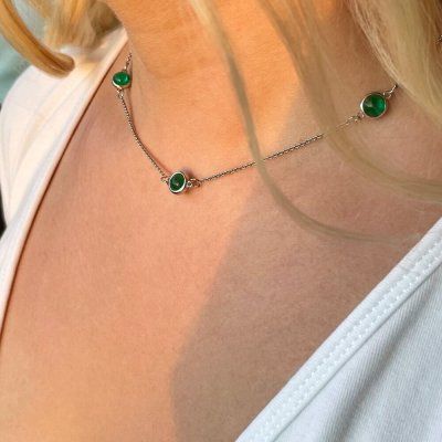 Чокер Алхимия, турмалин параиба 6 мм, серебро 925 - Amorem