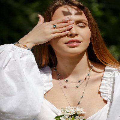 Кольцо Морской бриз малое, турмалин параиба 8 мм, серебро 925