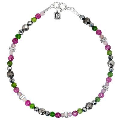 Браслет "Потенциал" из рубина, нефрита, гематита, марказита, аметиста, пирита и серебра 925