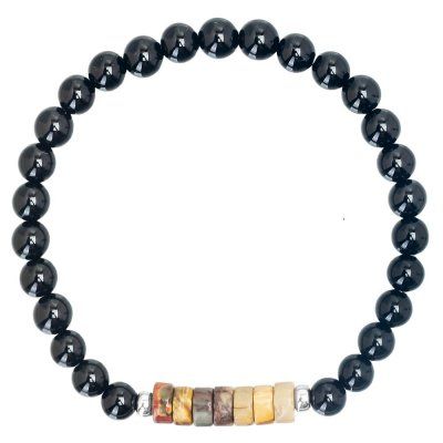 Браслет "Success" из черного агата, яшмы и серебра 925