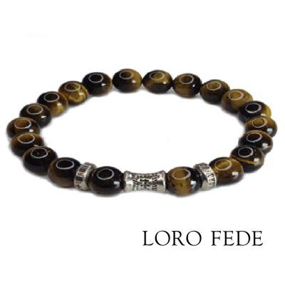 Браслет LORO FEDE Взгляд тигра из тигрового глаза и серебра 925