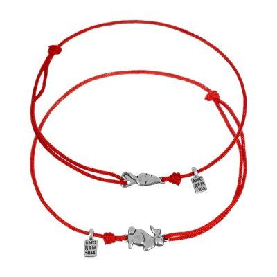 Парные браслеты Кролик и морковка, серебро 925