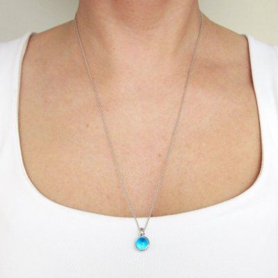 Колье Энергия осознанности, голубой топаз 8 мм, серебро 925