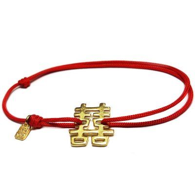  Браслет Двойная удача двойное счастье - иероглиф феншуй, золото 585