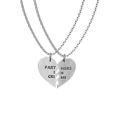 Парные кулоны на цепи Partners in crime, серебро 925