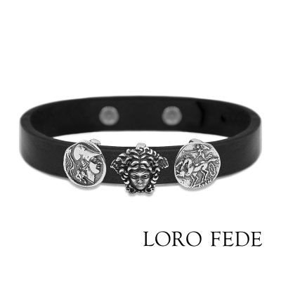 Сет - медальоны LORO FEDE Путь героя, серебро 925 и браслет из натуральной кожи