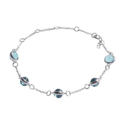 Браслет Алхимия, турмалин параиба 6 мм, серебро 925