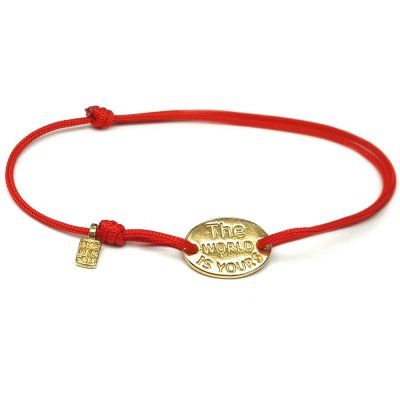  Браслет Цитата: Весь мир у твоих ног, золото 585