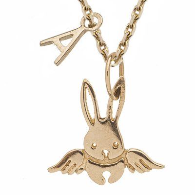  Колье Зайка с крыльями, золото 585 — символ нежности и вдохновения