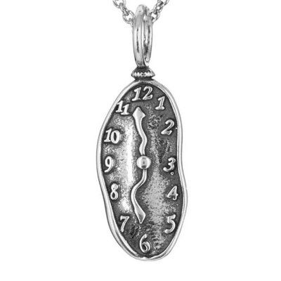 Кулон на цепи Жидкие часы, серебро 925