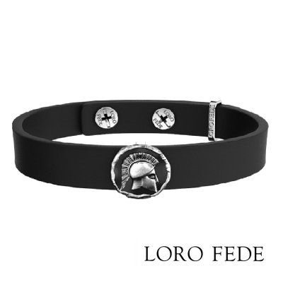  Сет - медальон LORO FEDE Спарта, серебро 925, горячая эмаль и браслет из натуральной кожи